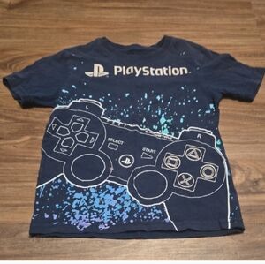 Sony Navy Blue PlayStation Controller Graphic Tee with Aqua Accents Xs 4/5